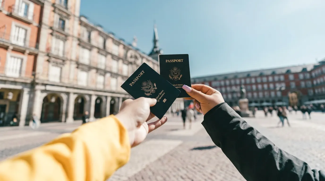 Passports in hand during an immigration procedure